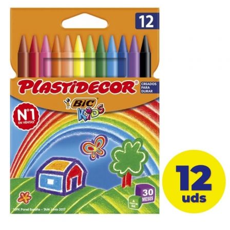 Bic Kids Plastidecor Ceras Plásticas de Colores Surtidos - 12 Unidades